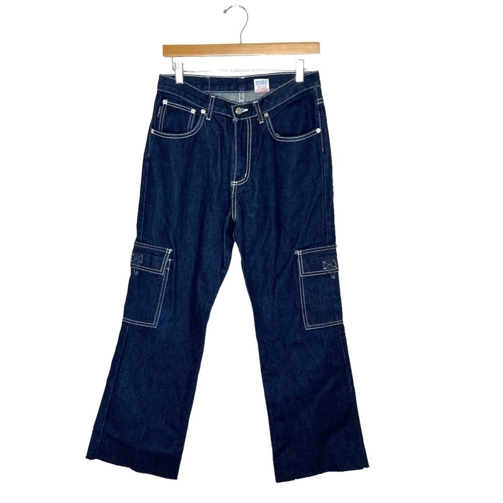 Vintage Y2K style Watch LA dark wash cargo mid rise wide leg Jean